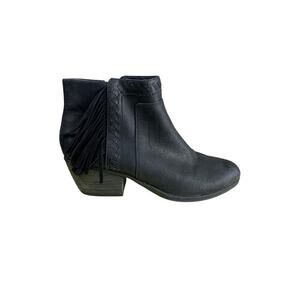 Clarks Gelata Flora Black Fringe Leather Ankle Boots - Size 7